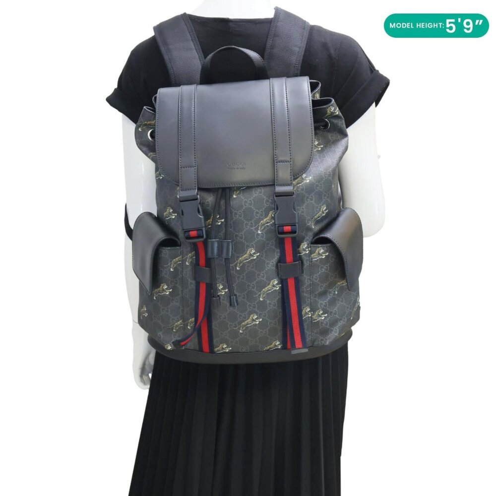 Gucci  GG Supreme Tiger Backpack Black 495563 - Picture 2 of 11